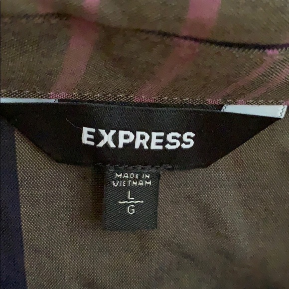 Express Plaid Button-Down Blouse - Picture 3 of 3